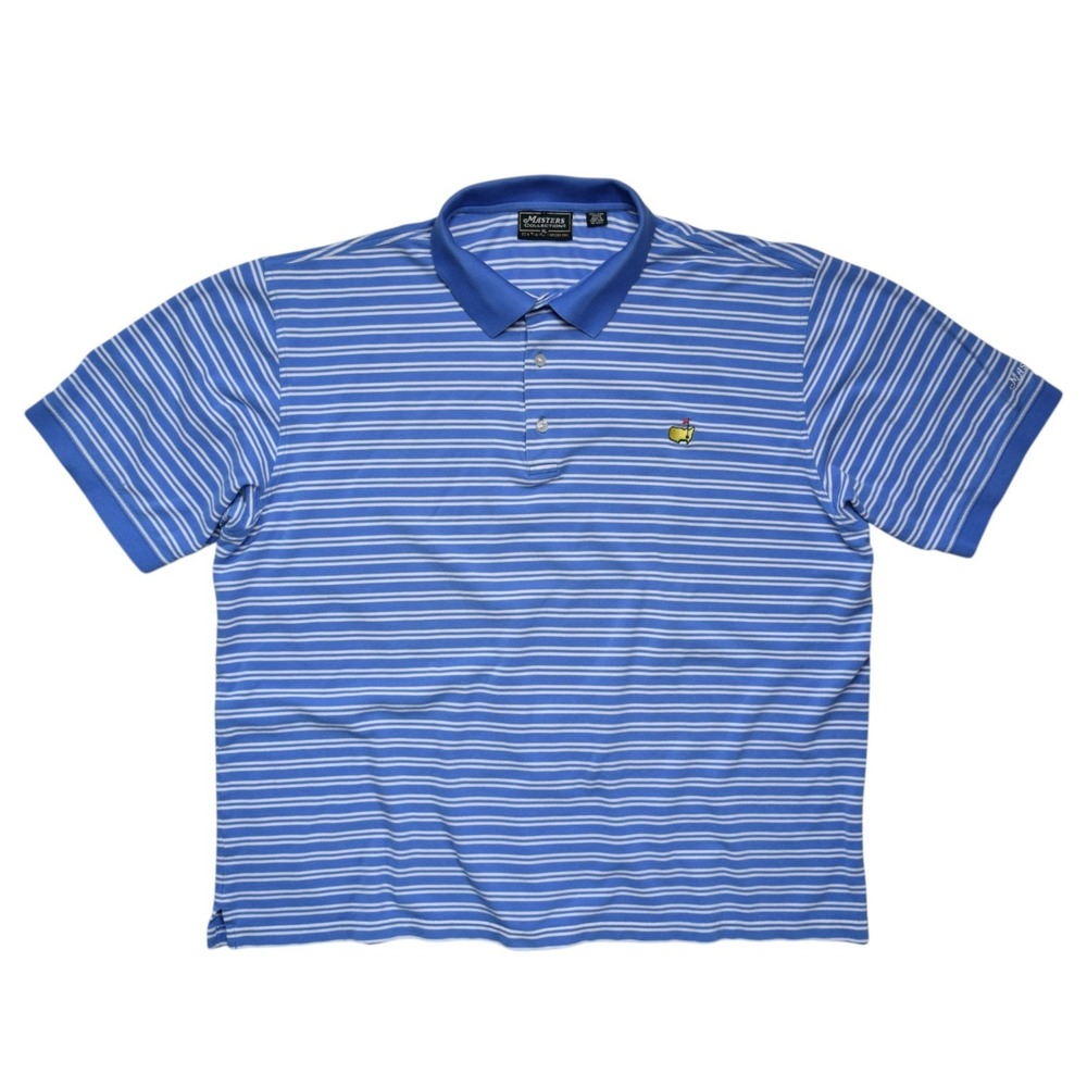 Masters Collection Golf Polo Shirt Mens XL Blue Stripe Mercerized Pima Cotton